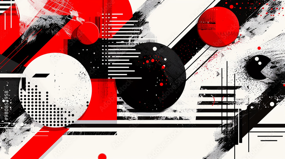 Obraz premium Vibrant shapes and lines blend elegantly, creating an energetic abstract artwork