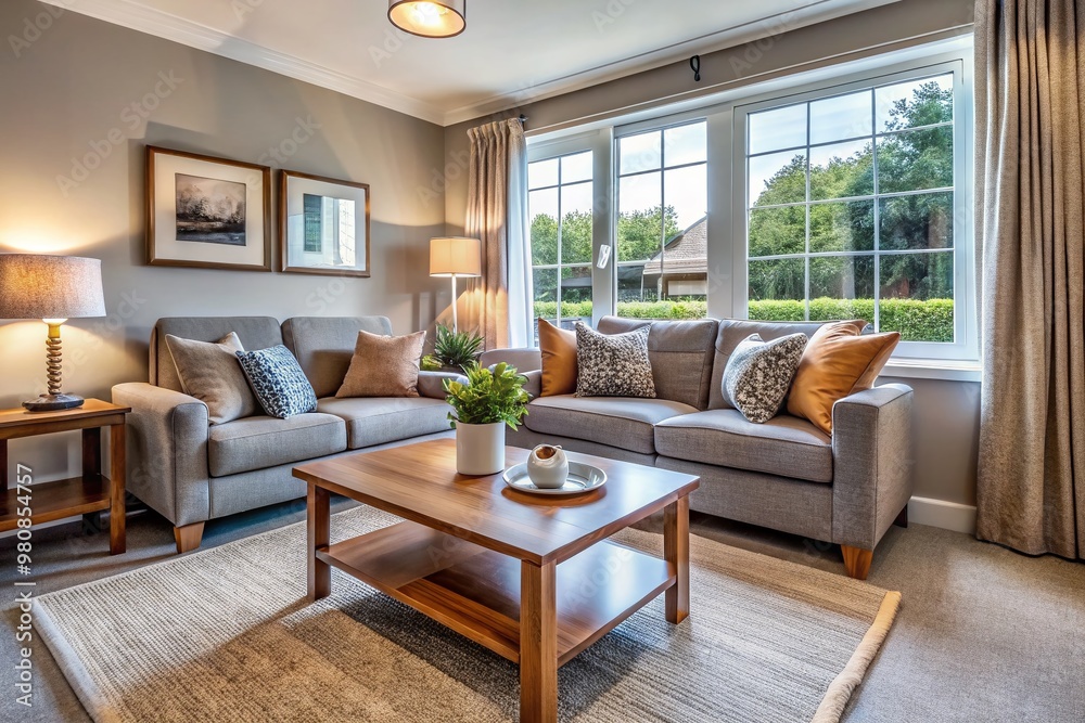 Cozy living room with modern affordable furniture in a stylish Newton Aycliffe home, featuring a comfortable sofa, Cozy living room with modern affordable furniture in a stylish Newton Aycliffe home, featuring a comfortable sofa,