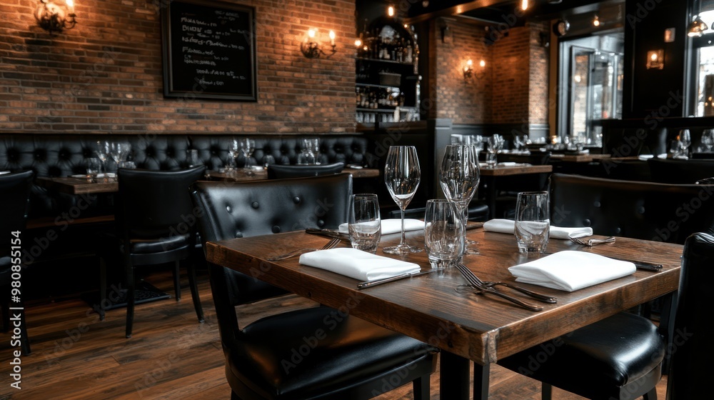 A restaurant with a newly renovated interior, filled with customers enjoying the ambiance, funded by a bank loan