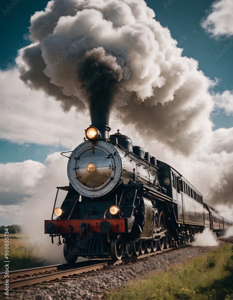 Naklejka premium steam train in the countryside