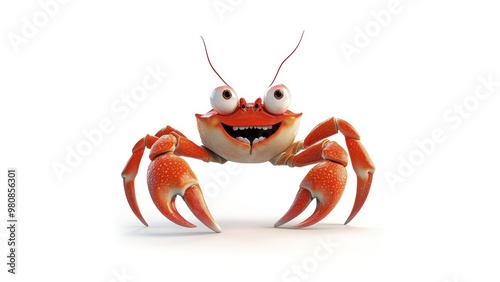 a cute cartoon crab on a white background like warner brothers tom and jerry photo