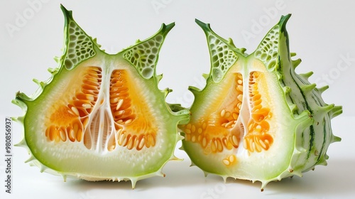 Sliced Kiwano Melon with Spiky Skin photo