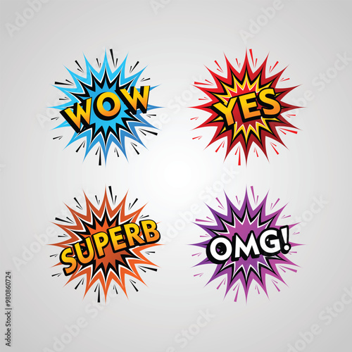 A collection of comic speech Stickers and bubble vector