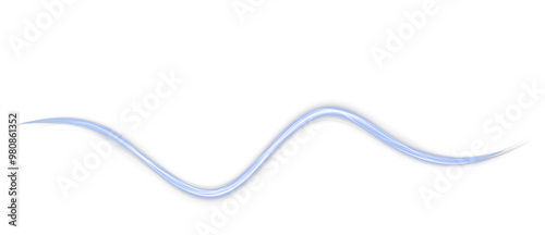 Festive blue stripe on white background. Blue curl twirl for the holidays. Blue colored curve rope. Vector png twirl, line, curve, rope, stripe design element.