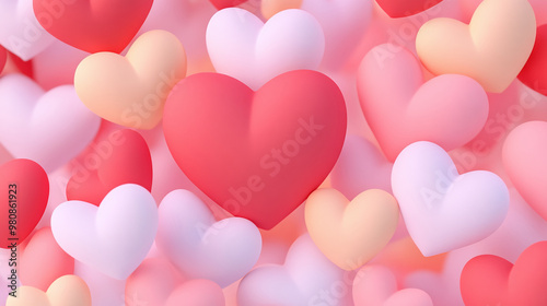 3D Love Cloud Valentine's Day Background