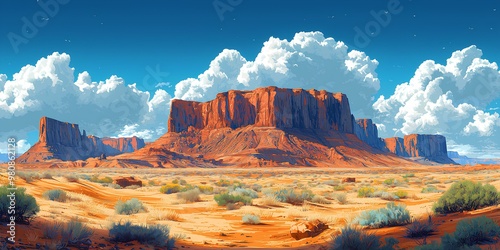 American desert landscape with mountains
