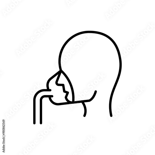 Anesthesia outline icons, minimalist vector illustration ,simple transparent graphic element .Isolated on white background