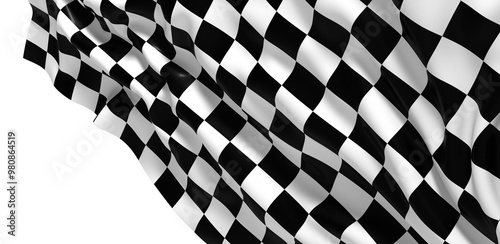 The checkered flag waves signifying the end of the race photo