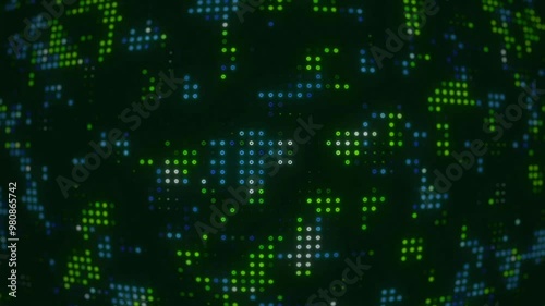 abstract glowing pixels moving high tech digital matrix binary code falling. Futuristic screen with animated digital graphs, charts, computer data and more. Matrix Numbers binary code Looping Digital 