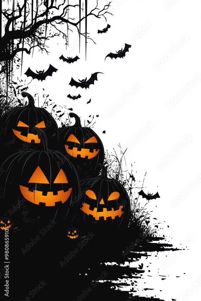 Halloween Pumpkins Banner Design with Copy Space Halloween Pumpkins Banner Design with Copy Space