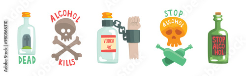 Harmful Habit and Bad Toxic Addiction Object Vector Set