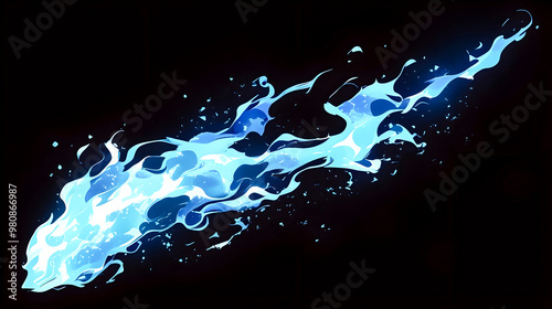 黒背景に水色の炎のような模様のイラスト背景