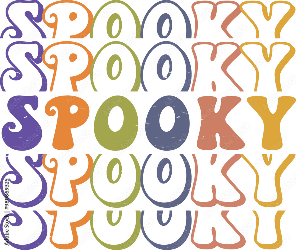 Spooky Text, Design for print on shirt, poster, banner. Colorful text on white background. Lovely print for tee shirt Illustrator Artwork
Spooky Text, Design for print on shirt, poster, banner. Colorful text on white background. Lovely print for tee shirt Illustrator Artwork