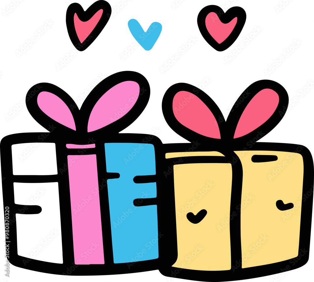 Cute Vector Gift Boxes with Hearts Cute Vector Gift Boxes with Hearts