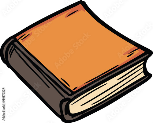 Vector Illustration of an Open Orange Book