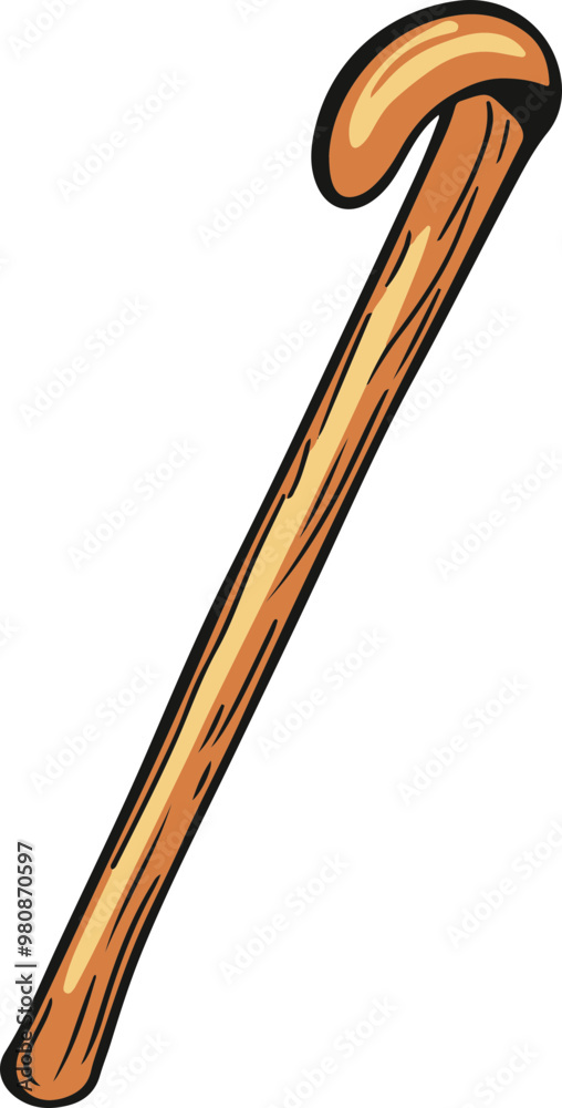 Stylized Vector Illustration of a Walking Cane Stylized Vector Illustration of a Walking Cane