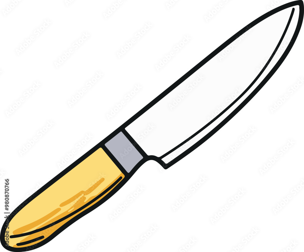 Obraz premium Vector Illustration of a Kitchen Knife with Wooden Handle