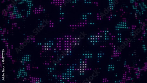 Abstract glowing pixels moving high tech digital matrix binary code falling. Futuristic screen with animated digital graphs, charts, computer data and more. Matrix Numbers binary code Looping Digital 