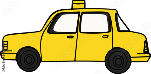 Vector Illustration of a Classic Yellow Taxi Cab