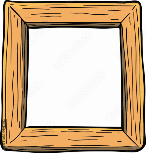 Hand-Drawn Wooden Frame with Blank Interior Space