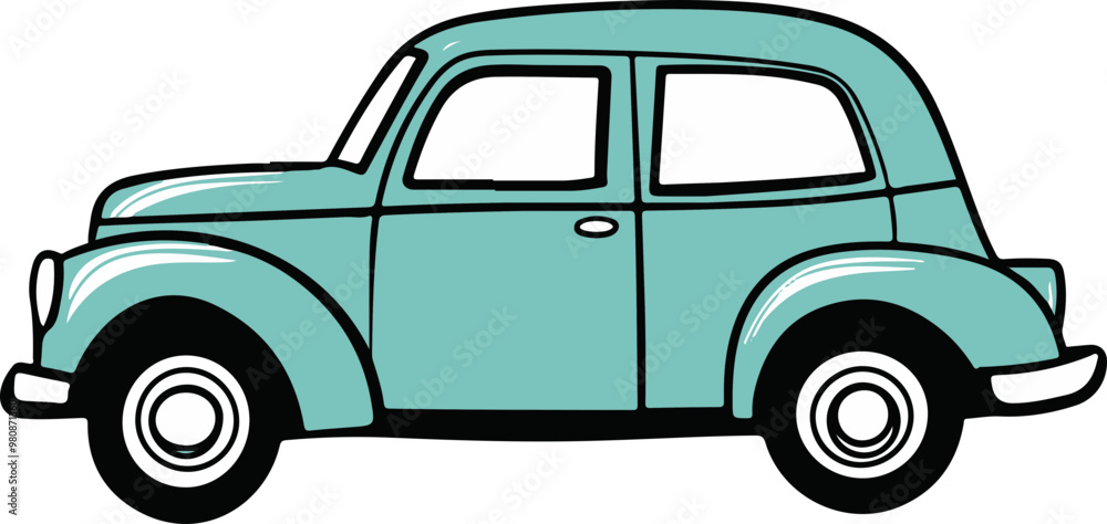 Vector Illustration of a Retro Mint Green Car Vector Illustration of a Retro Mint Green Car