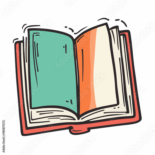 Colorful Open Book with Blank Pages in Vector Style