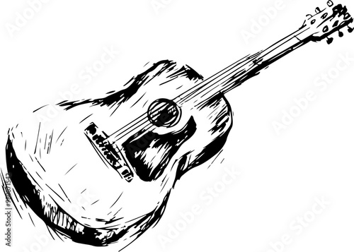 Stylized Vector Illustration of an Acoustic Guitar