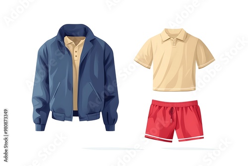 Set of clothes in marine style striped vest and shorts