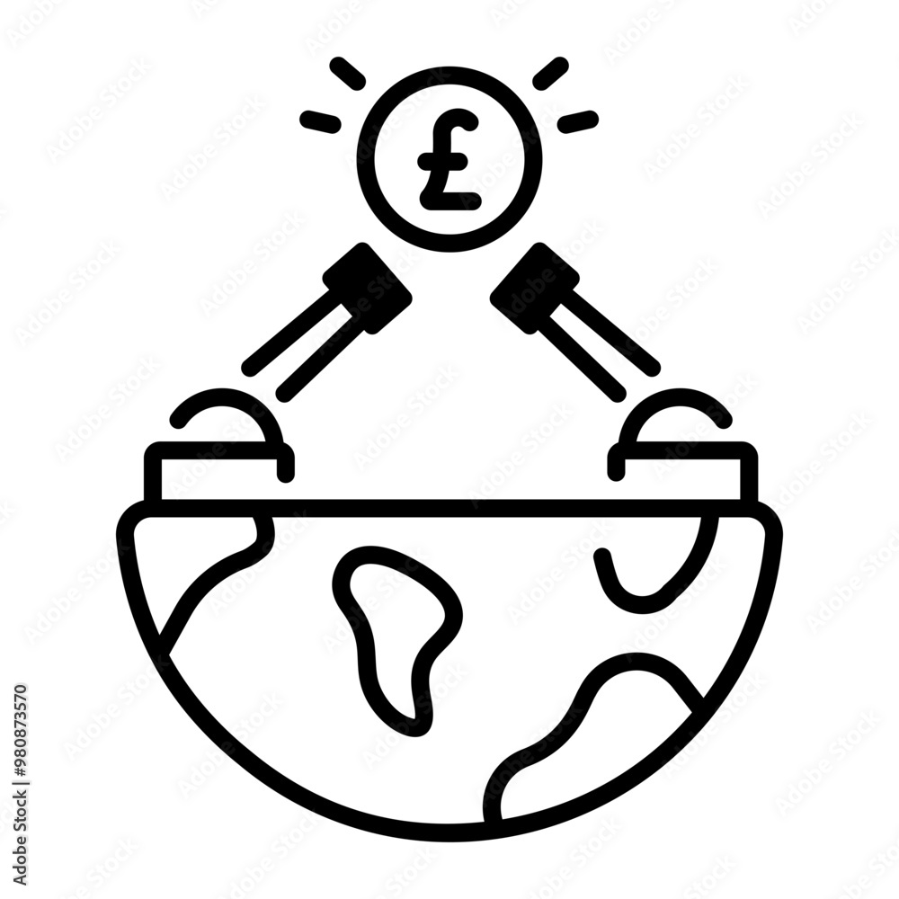 Economic warfare icon in outline style Economic warfare icon in outline style