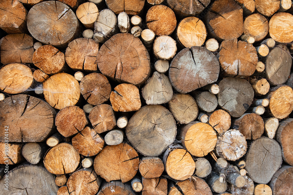 Closeup of log pile textured background Closeup of log pile textured background