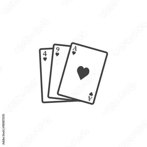 Heart playing cards icon vector illustration template