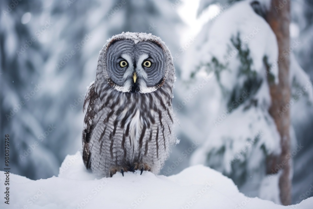 Owl snow outdoors animal. Owl snow outdoors animal.