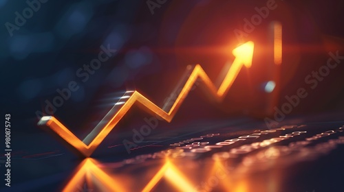 Golden Arrow Upward Trend with a Glowing Flare