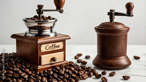 coffee beans and grinder