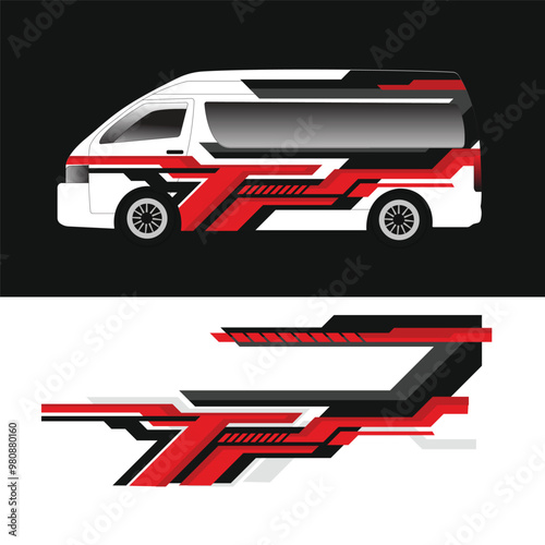 mini bus car body wrap decal design vector