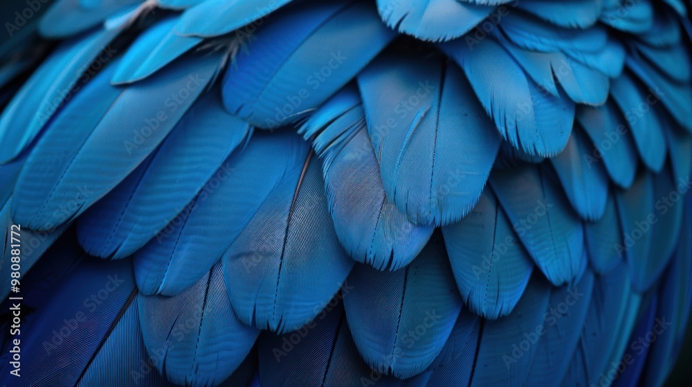 Fototapeta premium Close-up of vibrant blue feathers on a bird's wing.