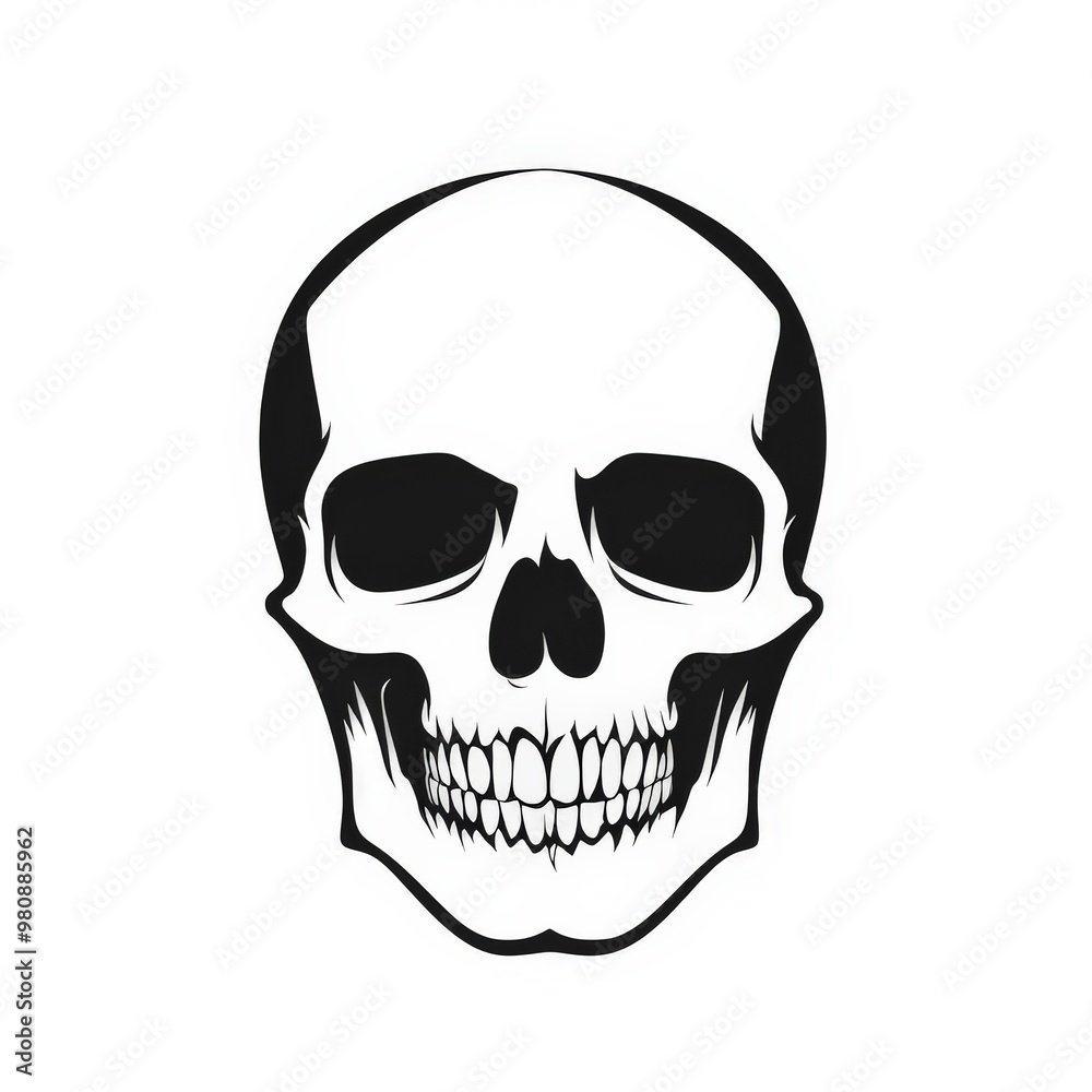 Classic skull symbol, bold and simple, black and white Classic skull symbol, bold and simple, black and white