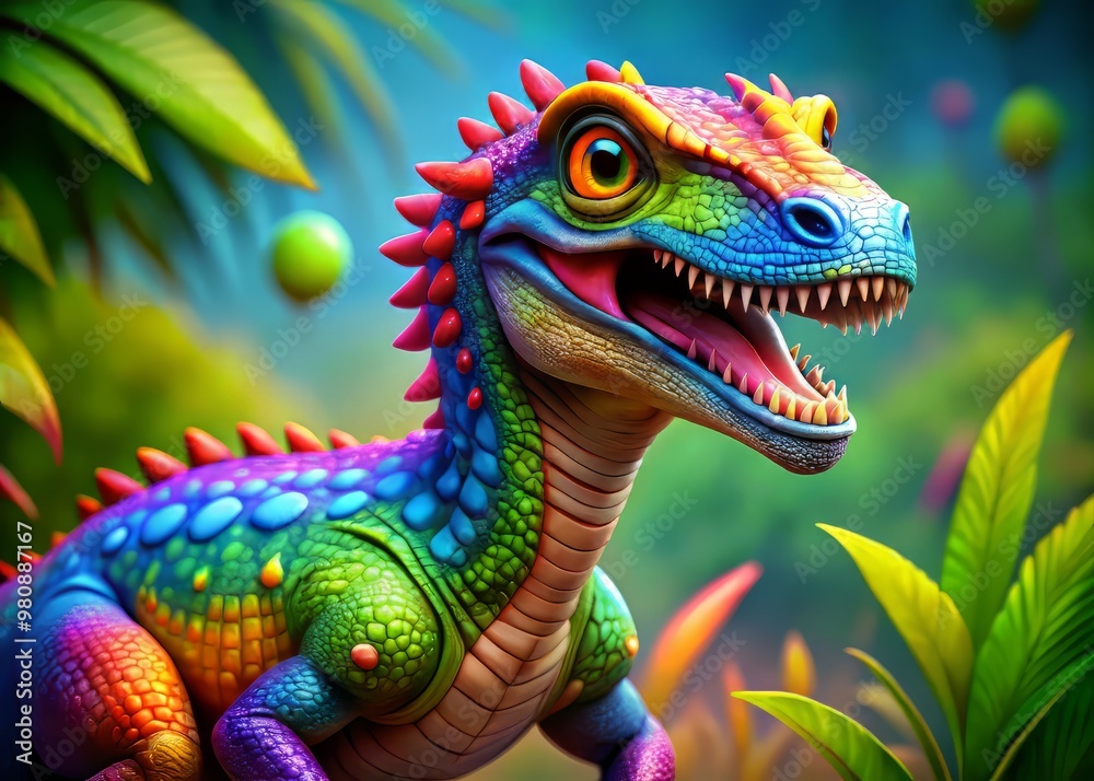 Obraz premium Colorful Cartoon Dinosaur PNG for Educational and Creative Projects in Kids' Themes and Designs