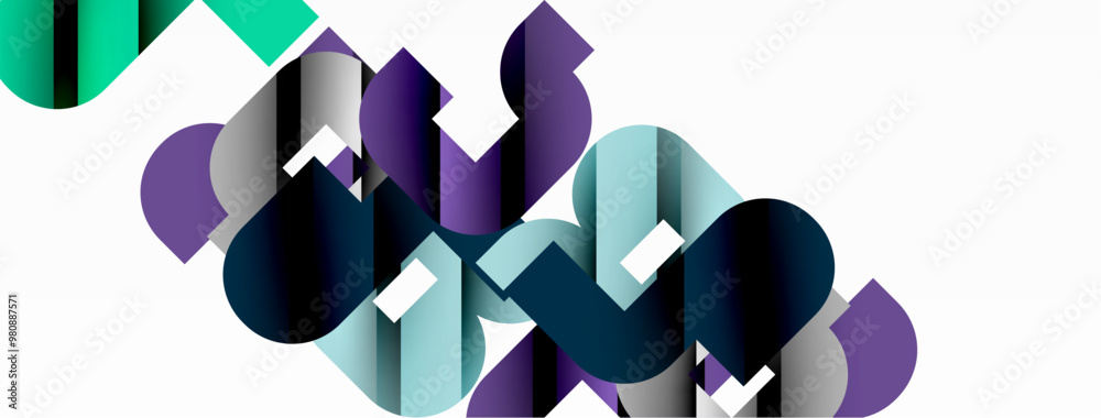 Abstract background. Colorful geometric curve shapes with black shadow lines effects Abstract background. Colorful geometric curve shapes with black shadow lines effects