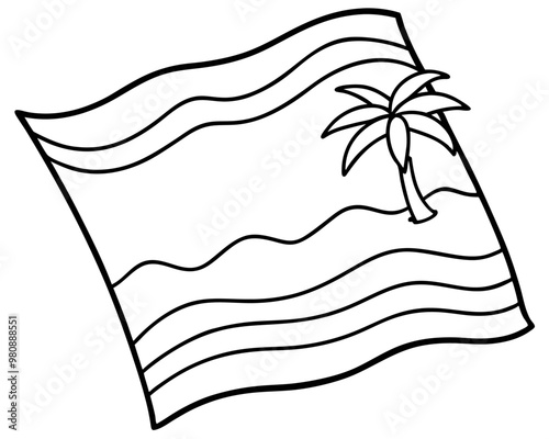 beach towel outline coloring book page line art drawing