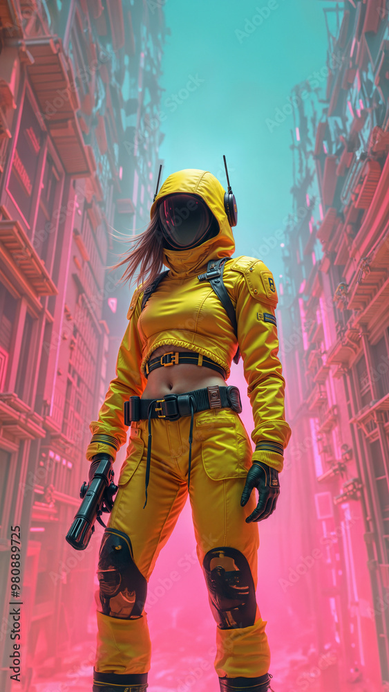 soldier future woman street city modern cyber soldier future woman street city modern cyber