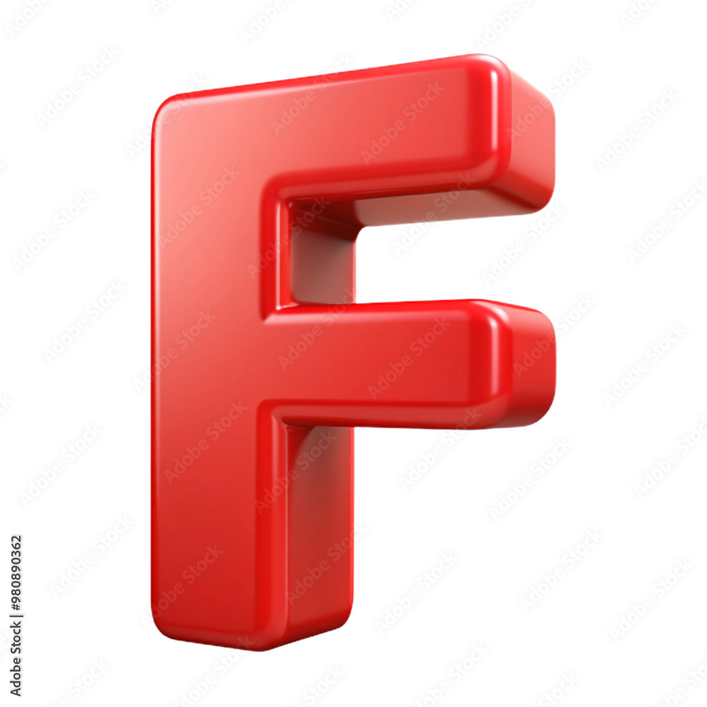 Isolated red 3D letter F with a shiny texture, perfect for use in educational, graphic design, or branding projects Isolated red 3D letter F with a shiny texture, perfect for use in educational, graphic design, or branding projects