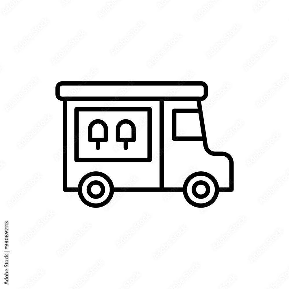 Ice cream truck outline icons, minimalist vector illustration ,simple transparent graphic element .Isolated on white background Ice cream truck outline icons, minimalist vector illustration ,simple transparent graphic element .Isolated on white background