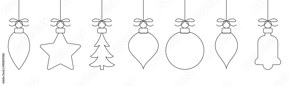Christmas ball line icon set. Simple Christmas balls isolated on transparent background. Hanging Christmas toys vector collection. Winter holiday decoration toy ornaments. Christmas ball line icon set. Simple Christmas balls isolated on transparent background. Hanging Christmas toys vector collection. Winter holiday decoration toy ornaments.