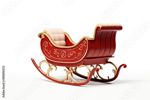 Santa sleigh furniture white background celebration. photo