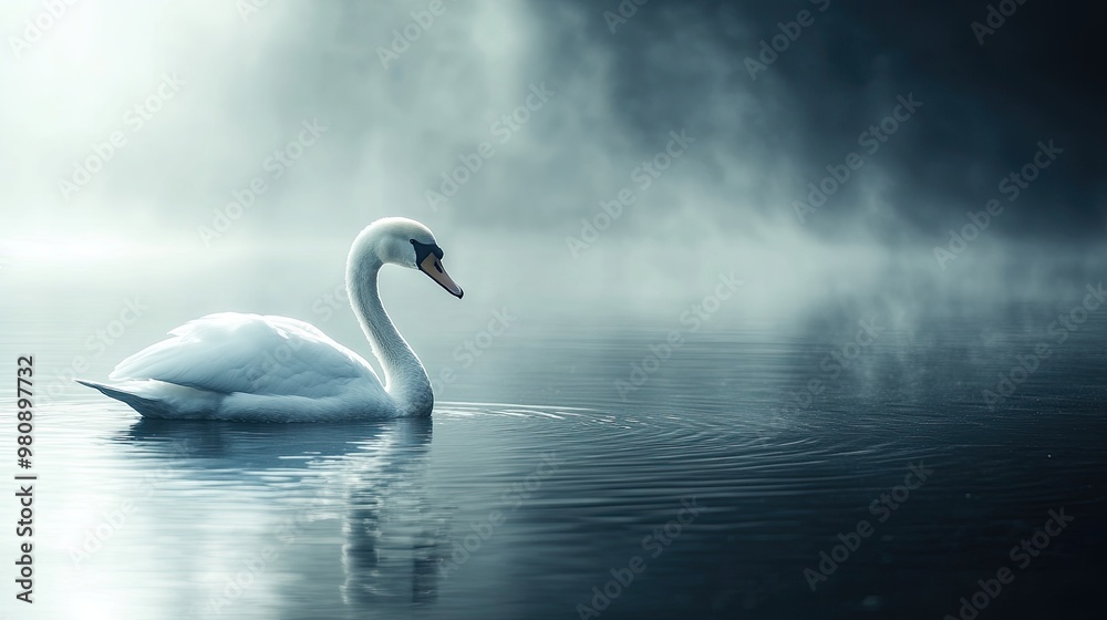 Fototapeta premium swan isolated on abstract background
