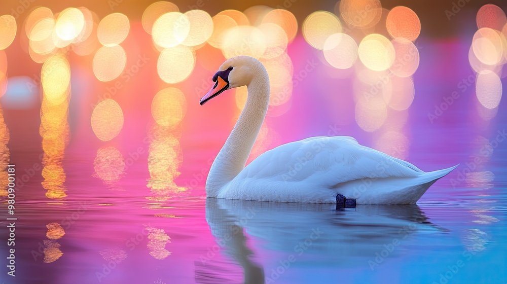 Fototapeta premium swan isolated on colorful background