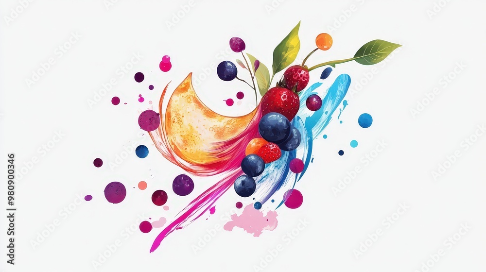 vibrant Japanese crepe logo featuring a crepe with a swirl of colorful fruit and toppings vibrant Japanese crepe logo featuring a crepe with a swirl of colorful fruit and toppings