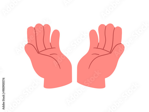 Hand, pointing, leaning, grasping, clenching, holding, different arm action, gesture symbol, different hand gestures, signs shown with palm and fingers isolated on background flat vector illustration.