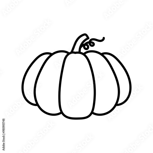 Pumpkin outline for fall or halloween season,Autumn doodle